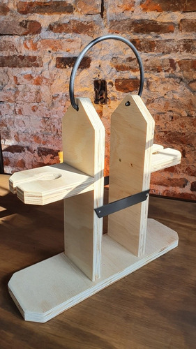 Imagen 8 de 10 de Porta Vino Y Copas En Madera Y Hierro