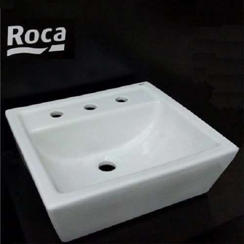 Imagen 2 de 6 de Lavatorio Porcelana Sobre Encimera Roca Sendai 3 Agujeros P