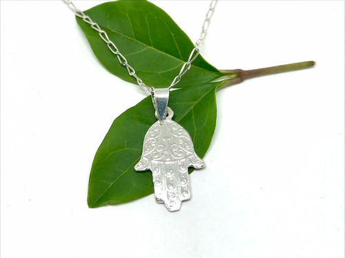 Collar De Plata 925, Hamsa Mano De Fátima, Cadena 45 Cms