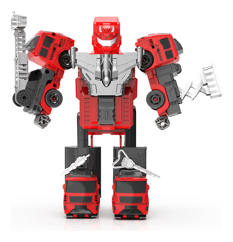 Robot Transformable Muñeco Figura Accion Camion Juguete Niño Color Rojo Personaje Camion Bomberos