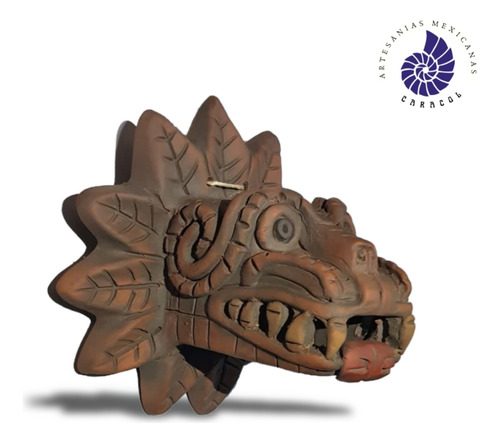 Quetzalcoatl Serpiente Emplumada Artesania De Barro A Mano.