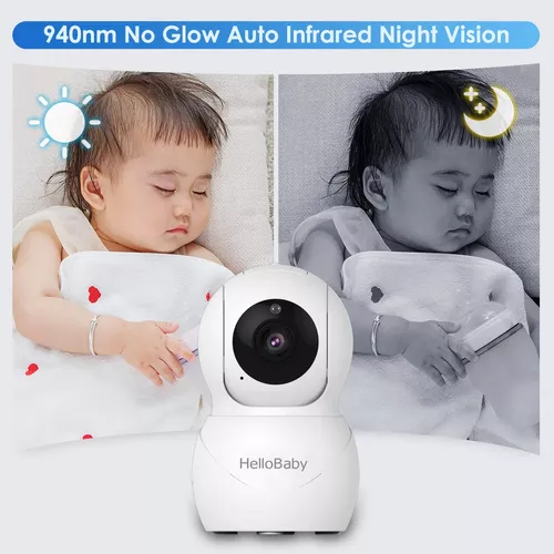  HelloBaby Monitor de bebé de video de 5 pulgadas con cámara y  audio, cámara remota de zoom panorámico con visión nocturna, conversación  de 2 vías, temperatura, 8 canciones de cuna y