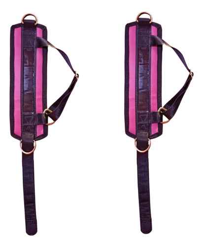 Grilletes Reforzados Gym Tobilleras Ajustables Par Rosa Chicle