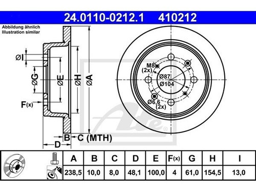 Discos Traseros Honda Civic Fastback 1997 1.6 Vti 158hp