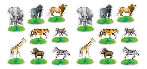 Jungle Safari Animal Mini Centros De Mesa De 16 Piezas,...