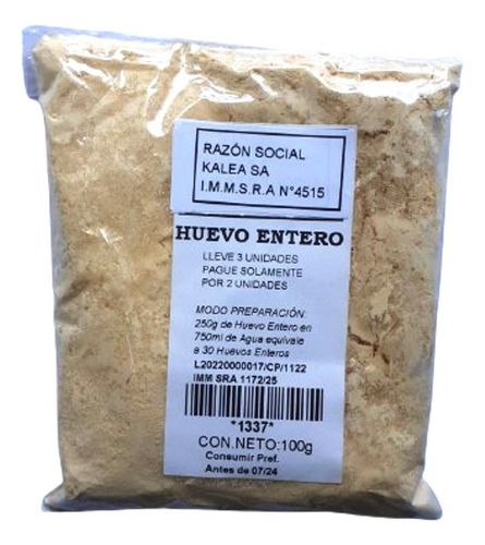 Huevo Entero En Polvo 100g Lleve 3 Pague Solo 2