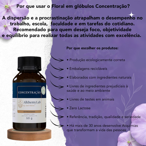 Floral Vegano Concentração Em Glóbulos 50g Combate Dispersão