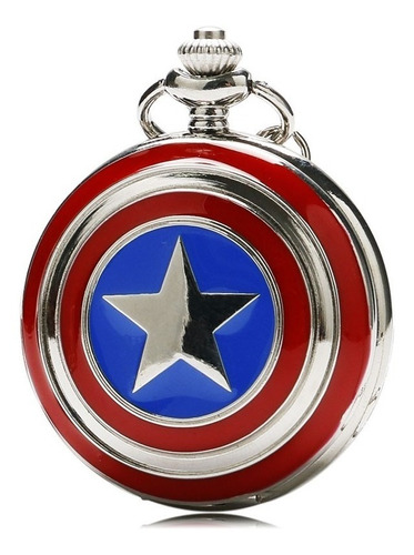 Reloj De Bolsillo Capitán America Con Cadena Avengers Marvel