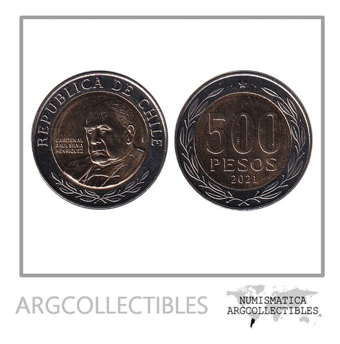 Chile Moneda 500 Pesos 2021 Bimetalica Km-235 Unc