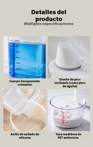 Dispensador Hermético Para Detergente 1800ml Con Medidor
