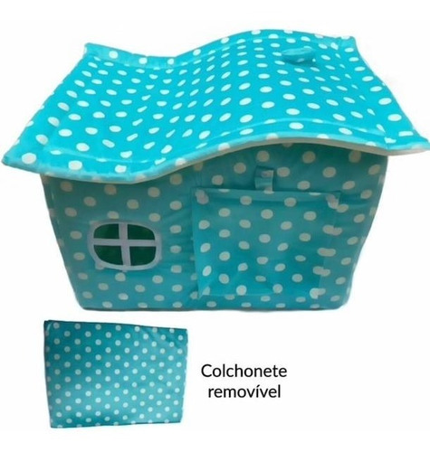 Casinha Cachorro Pequeno Casa Toca Pet Luxo Plush Verde Poá