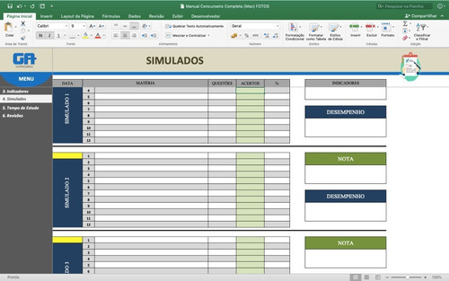 Planilha De Estudos Para Concurso (com Cronômetro + Revisão)