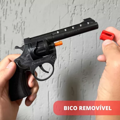 Revolver Arma De Brinquedo Espoleta Reforçado Com 5 Cartela