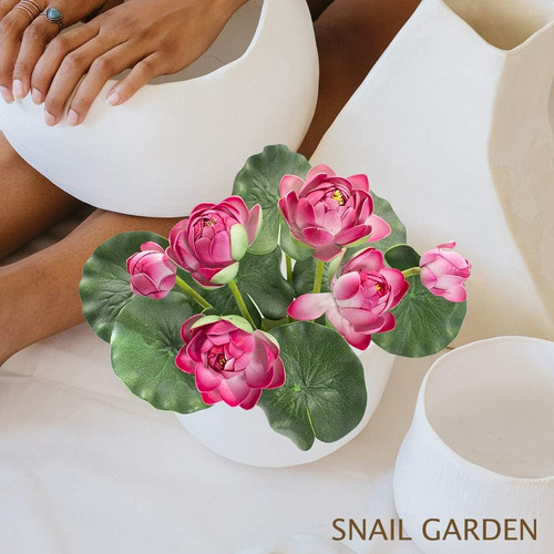 Snail Garden 2 Ramos De Flores De Loto Artificiales, Flor De