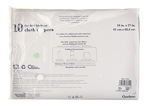 Pañales De Tela Gerber Birdseye Flatfold 10 Unidades