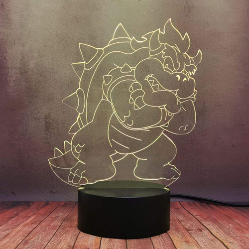 Lampara Juego 3d Ilusion Nocturna Bowser Koopa Big Devil Led