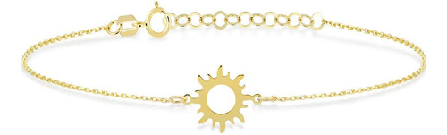 Pulseira De Sol Em Ouro Real 14k Para Mulheres | Pulseiras