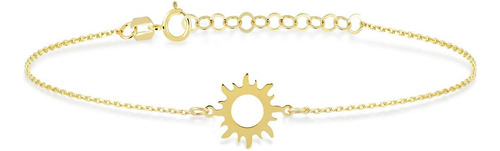 Pulsera De Sol De Oro Real De 14 K Para Mujer | Pulseras Goo