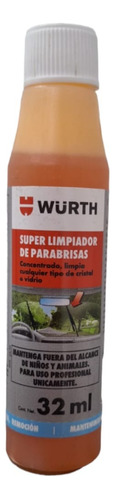 Super Limpiador De Parabrisas Concentrado 32 Ml Wurth