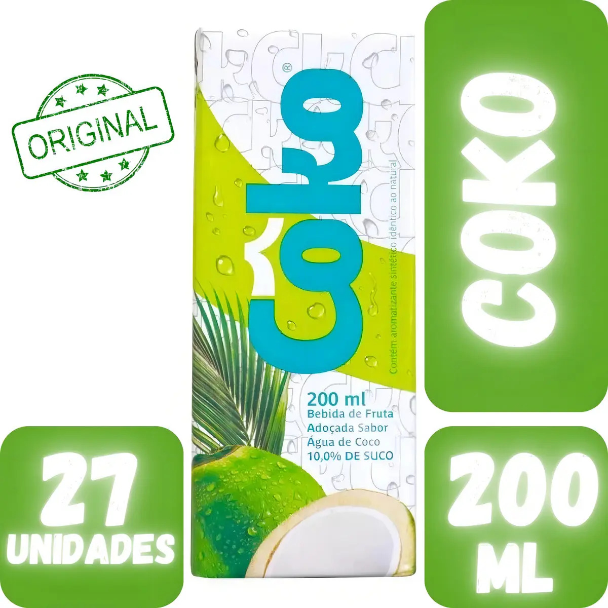 Água De Coco Coko 200ml 27 Unidades Ideal - Gelo de Coco/Destilados