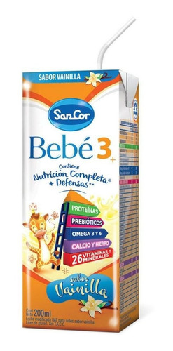 Leche de fórmula líquida Mead Johnson SanCor Bebé 3 sabor vainilla por 60 unidades de 200mL