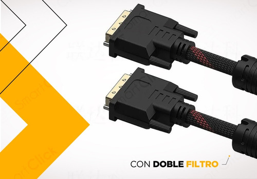 Imagen 6 de 10 de Cable Dvi D 24+1 Dual Link Macho Macho Con Filtros 2 Metros