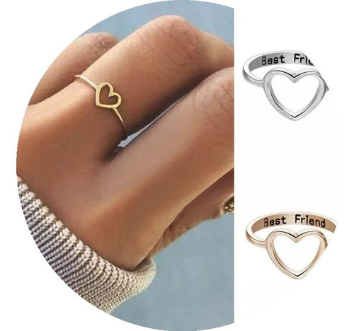 Set Dos Anillos Para Mejores Amigas Best Friends Corazones 