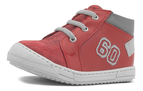 Tenis Dogi Niño De Piel Antiderrapante Rojo/gris 15-17.5