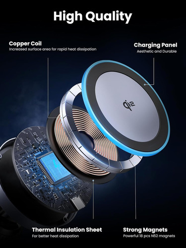 Ugreen Qi2 Wireless Car Charger 15w Magsafe Carro iPhone