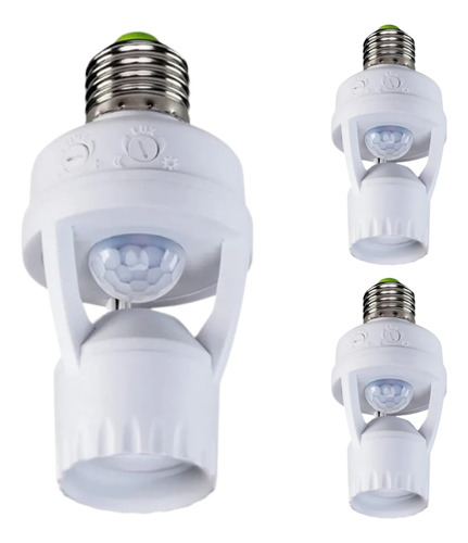 Kit 5 Sensor Movimento Presença E27 Temporizador 360° Ajuste