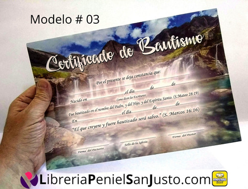Imagen 5 de 9 de Certificados De Bautismo - Pack X 20 Unidades