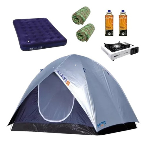 Conjunto Barraca Camping 5 Pessoas Luna 5 Mor+kit Acampamen