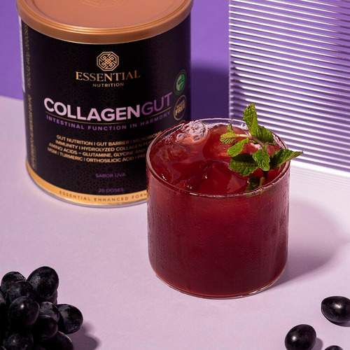 Collagen Gut Lata C/ Msm E Zinco Sabor Uva Essential 440g