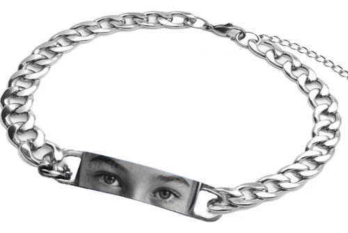 Pulsera Mirada Foto Grabado Personalizado Acero Quirúrgico Plateado