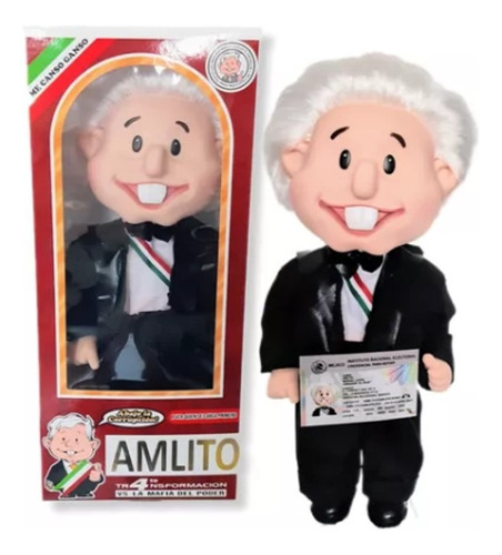 Muñeco Presidente Amlo Lopez Obrador, Con Sonido Y Caja.