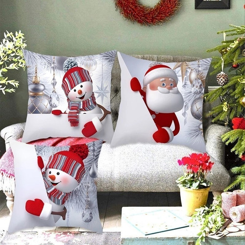 Imagen 6 de 10 de Funda De Cojín De Navidad 8 Piezas 45 X 45 Cm For Año Nuevo