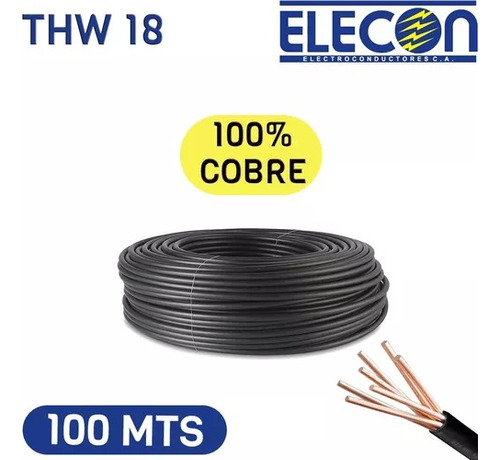  Cable Numero 18 Eléctrico Marca Elecon 100% Cobre 7 Hilos