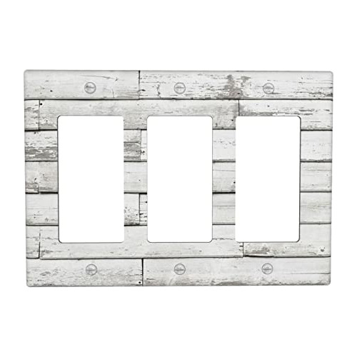 Cubierta Interruptor Triple Rstica Gris Madera Decorativa 3