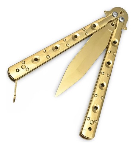 Canivete Butterfly Borboleta Gold Dourado Aço