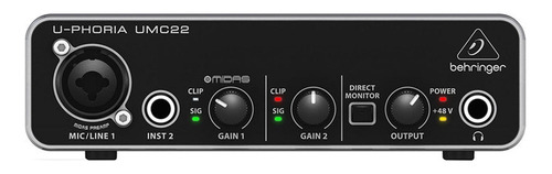 Interface Behringer De Audio Usb U-phoria, 2x2, Resolución D