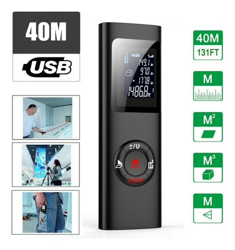 Telémetro Láser Digital Lcd Portátil Lazhu 40m Usb