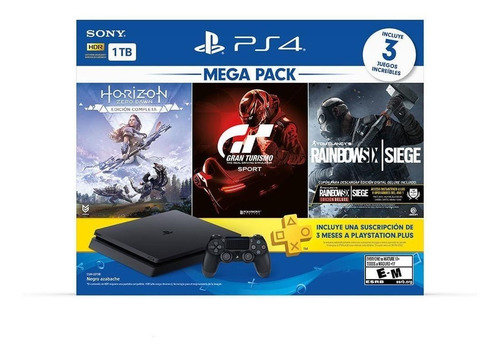 Imagen 2 de 2 de Sony PlayStation 4 Slim 1TB Mega Pack: Tom Clancy's Rainbow Six Siege/Horizon Zero Dawn/Gran Turismo Sport color negro azabache