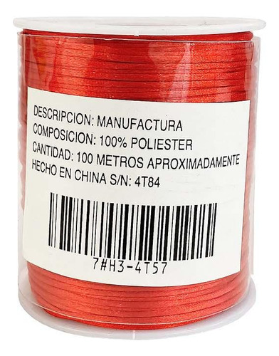 Hilo Cola De Rata Bisuteria Armado Pulsera 100mts 1.2mm Color Rojo