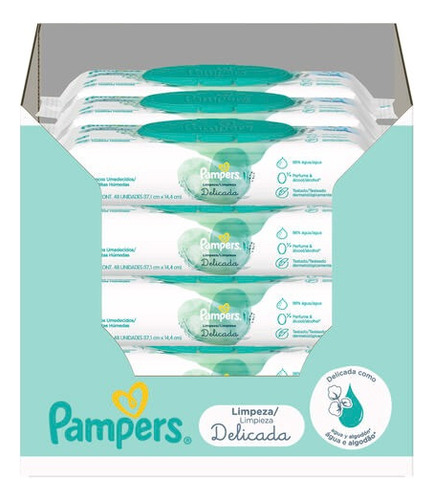 Kit Com 12 Pacotes De Lenços Umedecidos Limpeza Delicada 576 Unidades Pampers