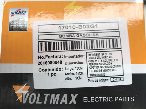 Imagen 10 de 10 de Bomba Gasolina Tsuru 1 Y 2 Mecánica De Modelo 84 A91 Pe526