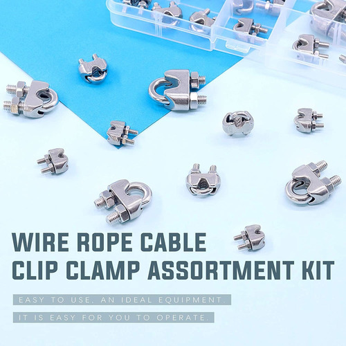 Glarks 26pcs M2 M3 M4 M6 M8 Cable De Acero De Clamp Clips Su