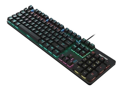 Teclado gamer Philips SPK8401BQM QWERTY inglés US color negro con luz RGB