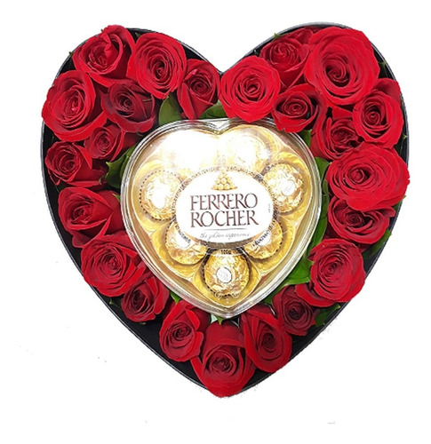 Box De Rosas Rojas Y Ferrero Rocher