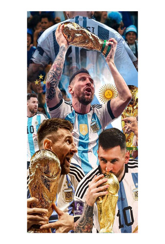 Póster Papel Fotográfico Argentina Campeon Mundo Messi 40x80
