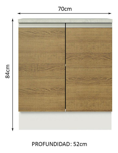 Mueble de cocina 2 puertas Madesa Glamy 70 cm blanco/marrón